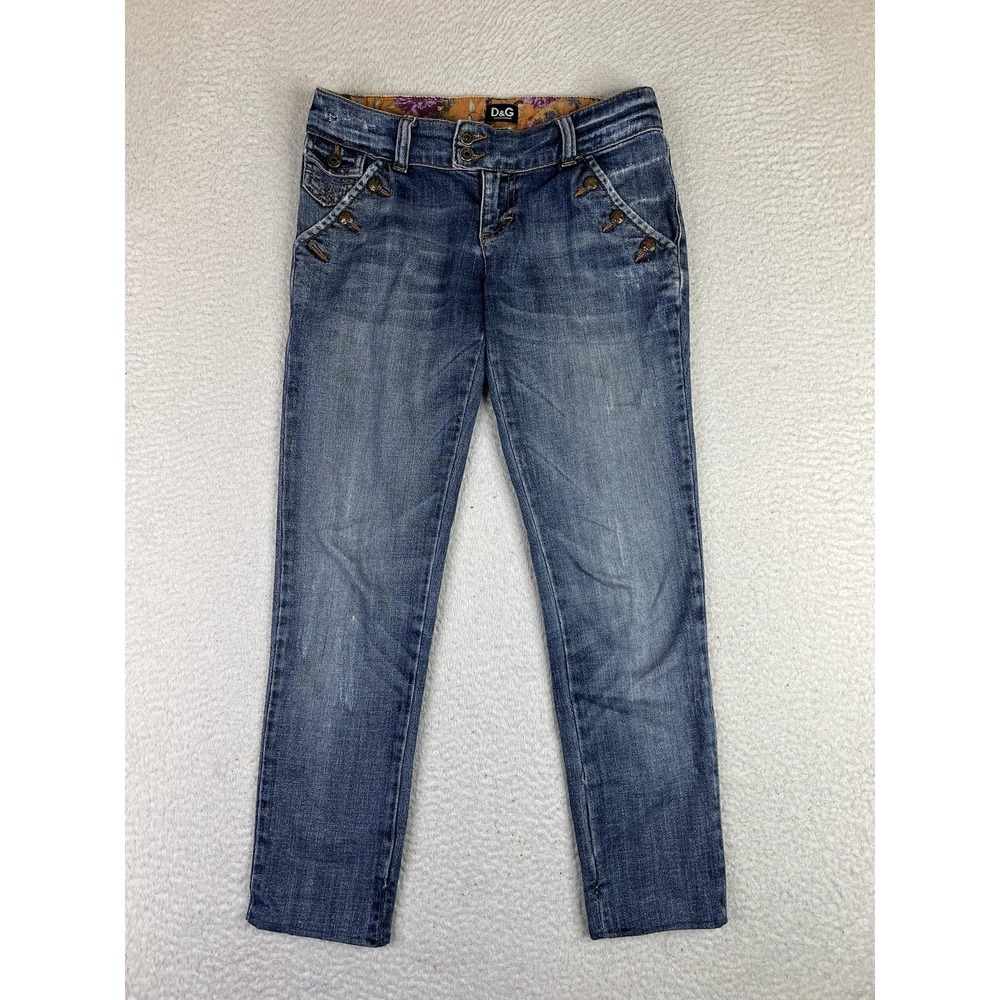 D&G Wonder Ankle Skinny Jeans Womens 27 Blue Medium Wash Low Rise Stretch Denim